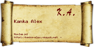 Kanka Alex névjegykártya